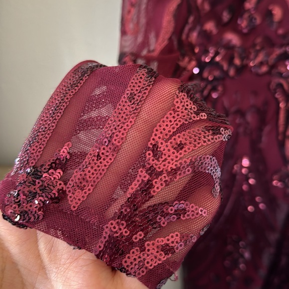 Le Chateau sequin long sleeve evening dress. Burgundy. Size XL. NWT. - Picture 9 of 9